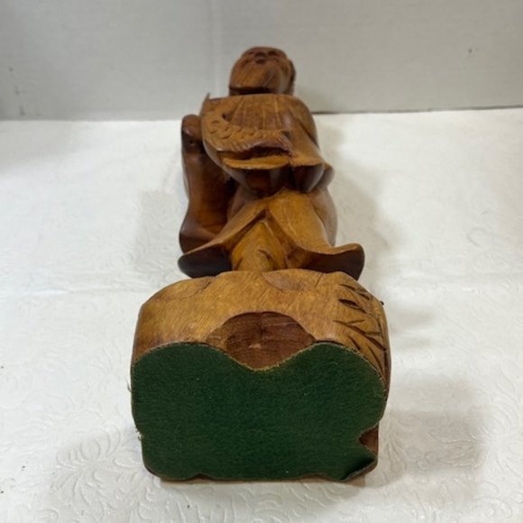 VTG Hand Carved Wood Fisherman Sculpture 12" Tall - Picture 7 of 13